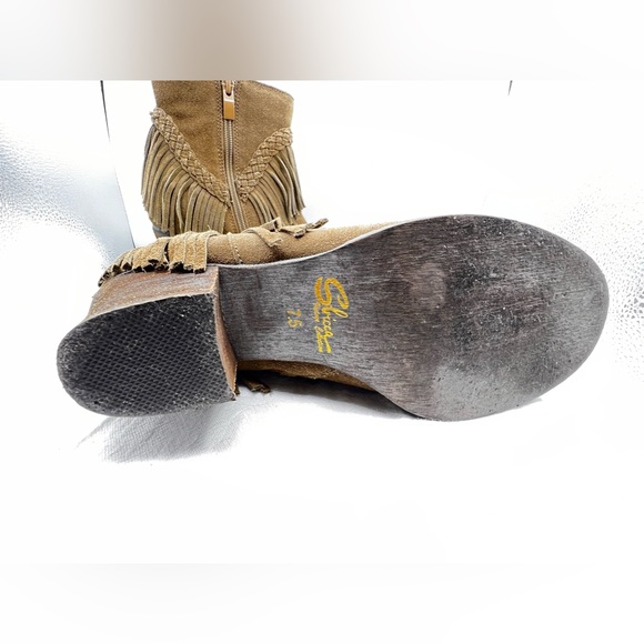 Sbicca Vintage Collection Olive Green Fringe Booties Size 7.5 - Picture 9 of 13